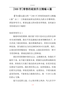 [500字]青春的绽放作文精编4篇