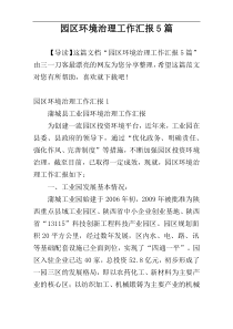 园区环境治理工作汇报5篇