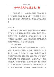 改革试点具体实施方案3篇