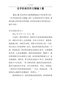 名字的来历作文精编3篇