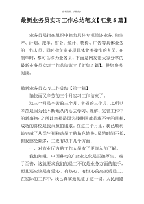 最新业务员实习工作总结范文【汇集5篇】