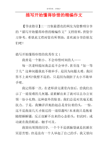 描写开始懂得珍惜的精编作文