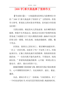 [600字]那天我选择了坚持作文