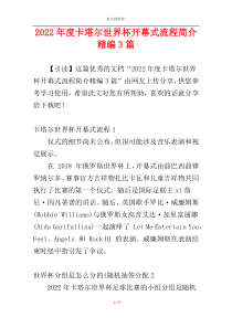2022年度卡塔尔世界杯开幕式流程简介精编3篇