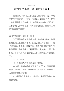 公司年度工作计划【参考4篇】