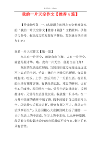 我的一片天空作文【推荐4篇】