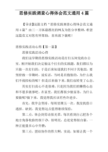 思修实践调查心得体会范文通用4篇