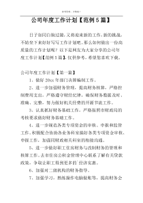 公司年度工作计划【范例5篇】