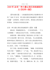 [600字]总有一种力量让我们泪流满面作文【优秀5篇】