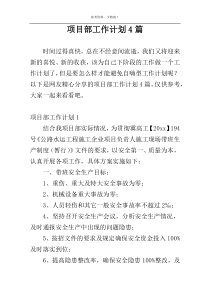 项目部工作计划4篇