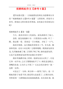 观察蚂蚁作文【参考8篇】