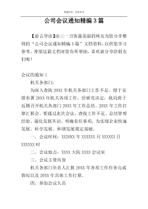 公司会议通知精编3篇