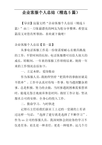 企业客服个人总结（精选5篇）