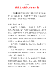 孤独之旅的作文精编5篇