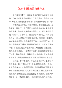 [800字]最美的相遇作文