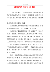 最美的遇见作文（5篇）