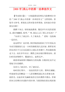 [800字]我心中的那一丝牵挂作文