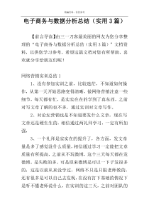 电子商务与数据分析总结（实用3篇）