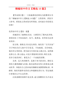 精编初中作文【精选10篇】