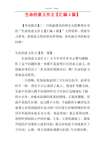 生命的意义作文【汇编4篇】