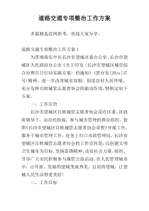 道路交通专项整治工作方案