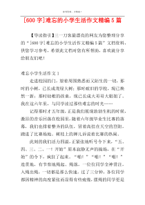 [600字]难忘的小学生活作文精编5篇