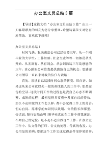 办公室文员总结3篇