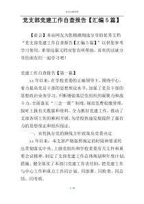 党支部党建工作自查报告【汇编5篇】