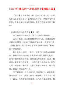 [500字]难忘的一次经历作文【精编4篇】