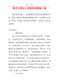 教学过程设计教案样例精编5篇