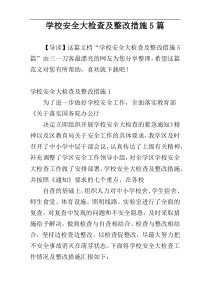 学校安全大检查及整改措施5篇