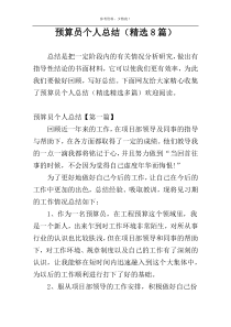 预算员个人总结（精选8篇）