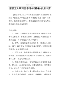 新员工入职转正申请书(精编)实用5篇