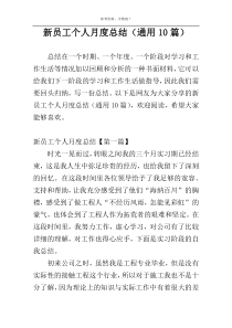 新员工个人月度总结（通用10篇）