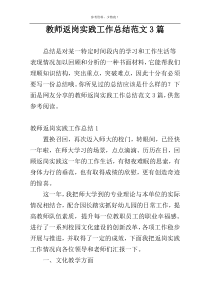 教师返岗实践工作总结范文3篇