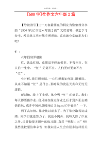 [500字]忙作文六年级2篇