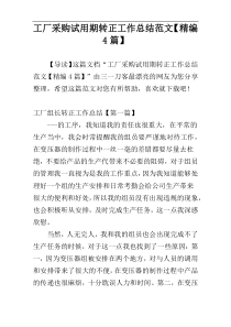 工厂采购试用期转正工作总结范文【精编4篇】