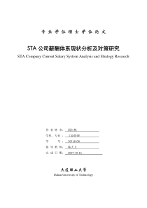 STA公司薪酬体系现状分析及对策研究