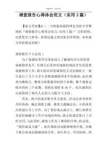 调查报告心得体会范文（实用3篇）