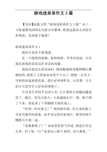 游戏迷弟弟作文3篇