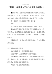二年级上学期考试作文-1篇上学期作文