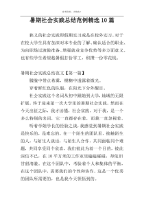暑期社会实践总结范例精选10篇