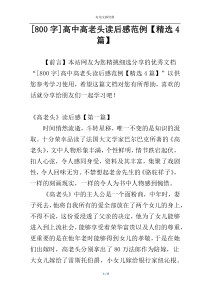 [800字]高中高老头读后感范例【精选4篇】