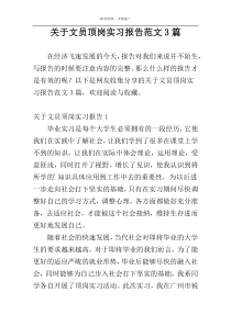 关于文员顶岗实习报告范文3篇