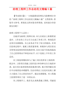 助理工程师工作总结范文精编5篇