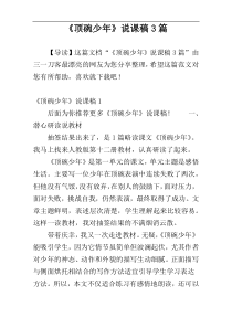 《顶碗少年》说课稿3篇