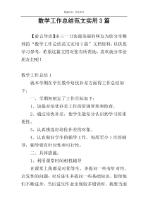 数学工作总结范文实用3篇