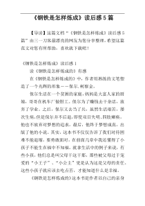 《钢铁是怎样炼成》读后感5篇