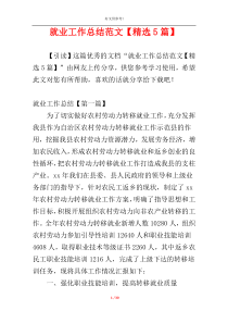 就业工作总结范文【精选5篇】