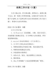 招商工作计划（5篇）